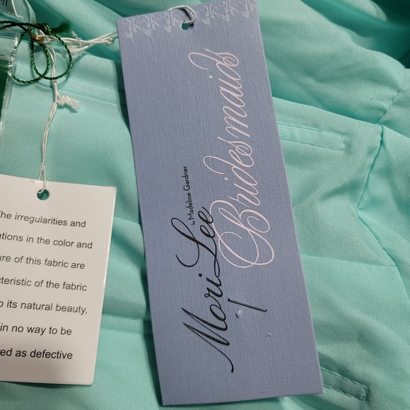 NWT High Low Chiffon Mori Lee Bridesmaid Dress Sweetheart Tiffany Blue Size US10 - Picture 6 of 9
